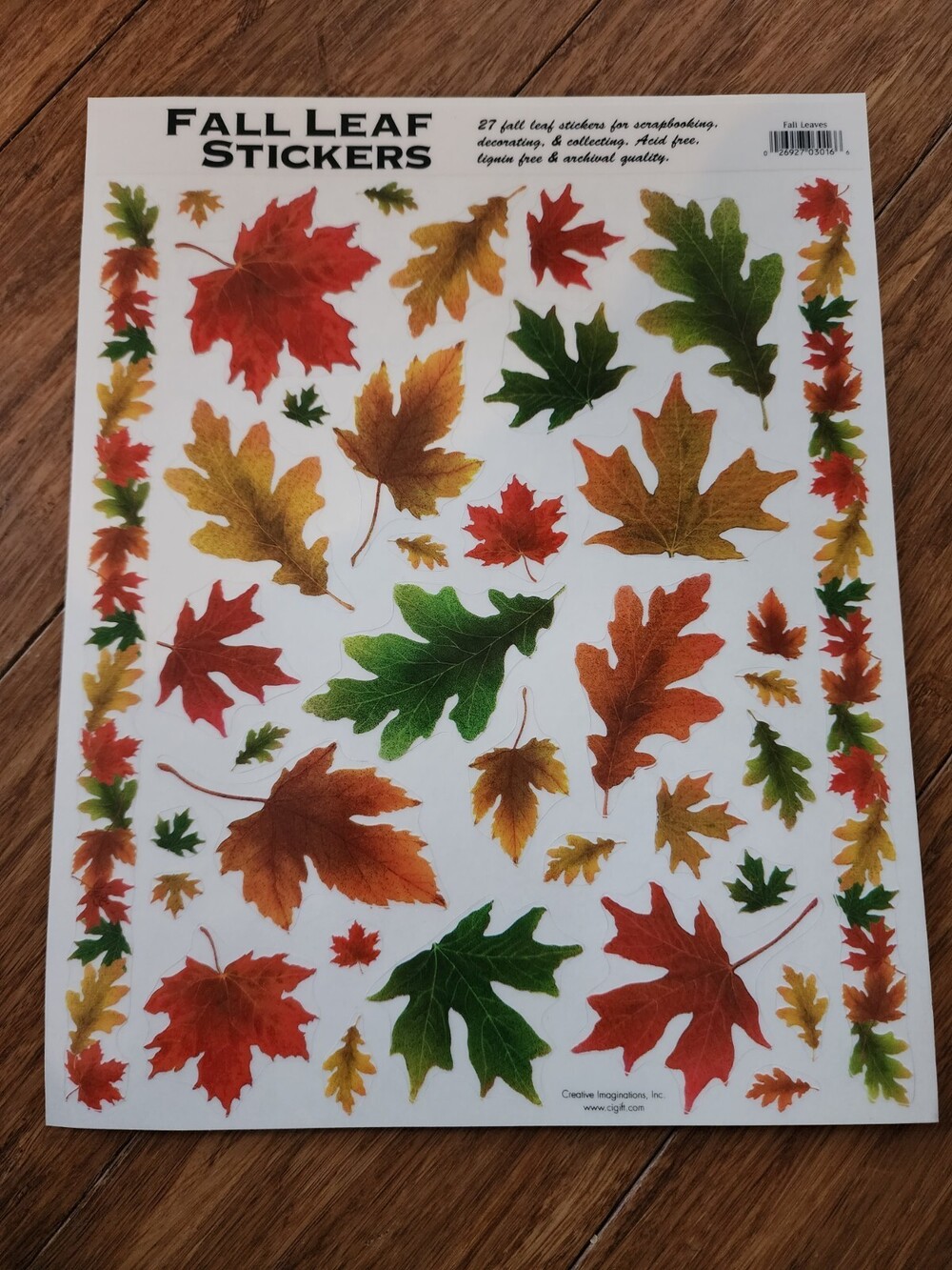 Fall Sticker Leaves Creative Imaginations 8x10 Sticker Sheet Vintage Retired #17